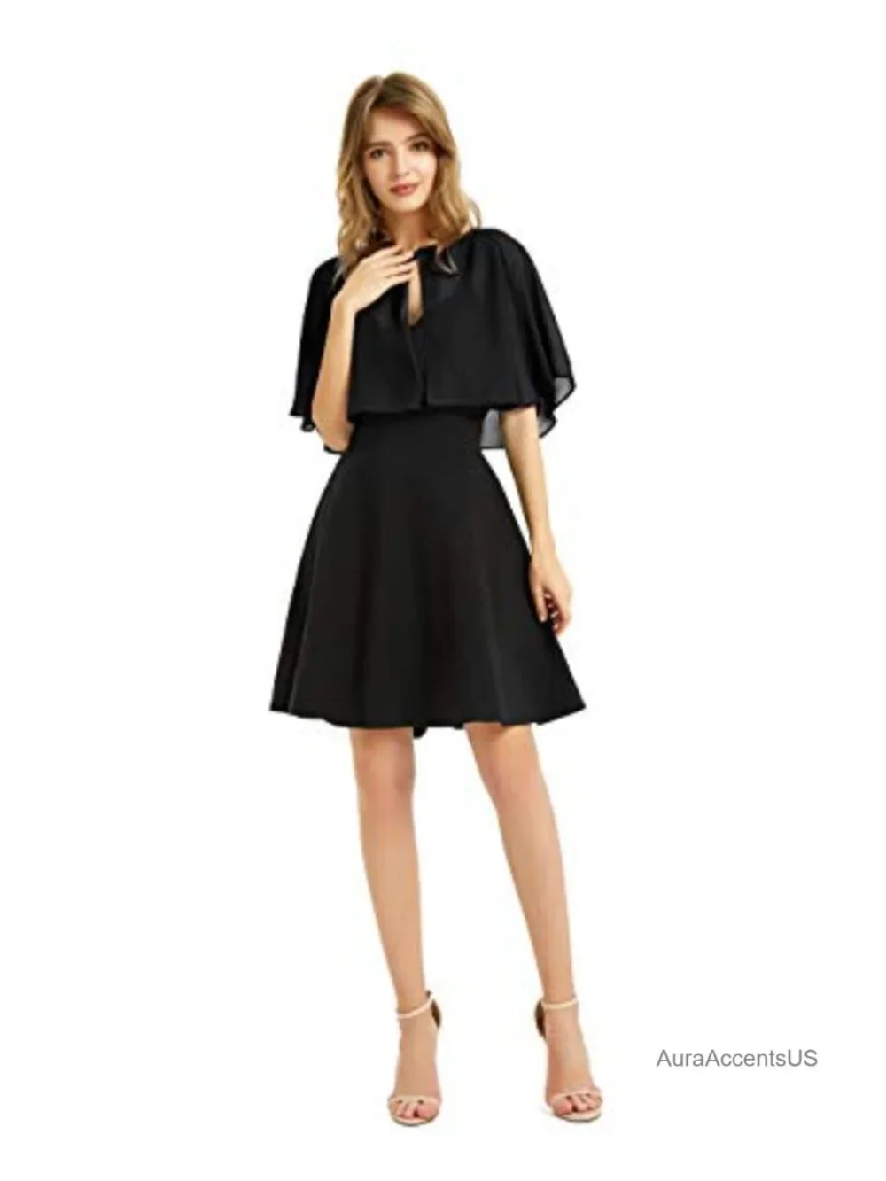 Chiffon Shawl Wrap for Evening Dresses Women's Button Cape